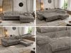 MKS Möbel 'Pablo L-Form' Ecksofa mit Schlaffunktion, verstellbare Kopfstützen, Grau, Cordstoff, T25 Topper, Rechts Bild 2