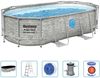 Bestway Power Steel Swim Vista Series Frame Pool Komplett-Set mit Filterpumpe 427 x 250 x 100 cm, Steinwand-Optik (Cremegrau), oval Bild 3