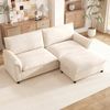 Merax Ecksofa Cloud Sofa 3-Sitzer mit Schlaffunktion, Stauraumhocker, 1 Teile, Modulares Chenille Soffa, Deep Seat Wohnzimmersofa Groß, Couch Bild 3