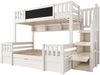 Etagenbett aus Massivholz und MDF mit Kreidetafel, Schubladen und Leiterschrank, 90/140x200 cm, Weiß, ohne Matratze Bild 4