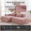 LVHOM Ecksofa 2 Sitzer, Modulares Sofa 235 cm breit, L-Form Sofa mit 2 Kissen, Schlafsofa aus Cordstoff, kein Aufbau erforderlich, Rosa Bild 4