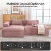 LVHOM Ecksofa 2 Sitzer, Modulares Sofa 235 cm breit, L-Form Sofa mit 2 Kissen, Schlafsofa aus Cordstoff, kein Aufbau erforderlich, Rosa Bild 3