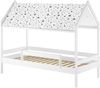Weißes Himmelbett Kinderbett Hausbett 90x200 Massivholz Einzelbett V-60. 58-09W Federleisten und Matratze Bild 2