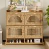 Schuhschrank 108,5 x 24 x 100 cm mit 4 Türen und Ablage – platzsparender Flurschrank aus MDF in Holzoptik Bild 2