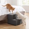 FEANDREA Hundetreppe für Kleine Hunde, 2 Stufen Waschbare Katzentreppe aus Schaumstoff für Sofa, 30 x 38 x 28 cm, Grau Bild 3