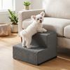 FEANDREA Hundetreppe für Kleine Hunde, 2 Stufen Waschbare Katzentreppe aus Schaumstoff für Sofa, 30 x 38 x 28 cm, Grau Bild 2