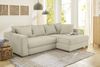 Ecksofa-Dauerschläfer Federkern Couch seitenverkehrt Bettkasten Cord Beige Grau Bild 2