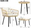 Merax Rattan Gartenlounge-Set Gartenmöbelset 2-4 Personen, Gartenstuhl mit Hocker, Balkonmöbel Terassenmöbel 5-tlg. mit Gartentisch, Holzweiß und Natur Bild 4