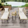Merax Rattan Gartenlounge-Set Gartenmöbelset 2-4 Personen, Gartenstuhl mit Hocker, Balkonmöbel Terassenmöbel 5-tlg. mit Gartentisch, Holzweiß und Natur Bild 3