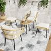 Merax Rattan Gartenlounge-Set Gartenmöbelset 2-4 Personen, Gartenstuhl mit Hocker, Balkonmöbel Terassenmöbel 5-tlg. mit Gartentisch, Holzweiß und Natur Bild 5