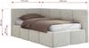 Jugendbett 90x200 ARVO Polsterbett mit Bettkasten, Stauraum & Gasdruckfeder, Modernes Design mit Kopfteil, Pocket Matratze - Hellgrau Strukture - VIRE LUX - Links Seite Bild 3