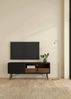 Dmora Fernsehschrank Antoine, Ständer für Wohnzimmerfernseher, Niedriges Wohnzimmer-Sideboard, TV-Ständerbasis, 150x40 h60 cm, Schwarz und Walnuss Bild 2