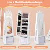 3 in 1 Kinder Schmuckschrank mit Ganzkörperspiegel & Aufbewahrungskorb Schmuckregal Weiß Bild 3