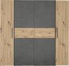 Forte KALIXTUS Kleiderschrank 200, moderner Dreh-/Schwebetürenschrank, 4-türig, geräumig, Holzwerkstoff, Artisan Eiche Holzdekor/Betonoptik Grau, 200,1 cm breit x 190,5 cm hoch x 61,2 cm tief Bild 2