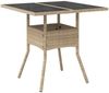 vidaXL Gartentisch mit Glasplatte Beige 80x80x75 cm Poly Rattan 365523 Bild 2