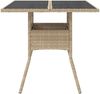 vidaXL Gartentisch mit Glasplatte Beige 80x80x75 cm Poly Rattan 365523 Bild 4