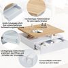 Merax Multifunktionale quadratische 360° schwenkbare Kaffeeschublade, weißer Hochglanz 2-stufiger mittig schwenkbarer Tisch und Aufbewahrungsschrank, Nussbaum-Spanplattenrahmen Wohnzimmerbeistelltisch, weiß Bild 5