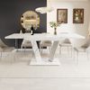 Esstisch Ausziehbarer 120-160×80×76 cm aus MDF und Metall mit Marmoroptik und flügelförmigen Metallbeinen, weiß Bild 2