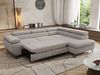 MKS Möbel 'Pablo L-Form' Ecksofa mit Schlaffunktion, verstellbare Kopfstützen, Hellgrau, Schenille glatt, ohne Topper, Rechts Bild 4