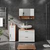 Badmöbel-Set Irma Weiß Hochglanz/Goldkraft Eiche 3 Teile, mit Schubladenschrank und Midischrank Vicco Bild 4