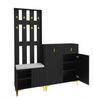 Garderobenset aus Spanplatte mit Schuhbank & Haken, 83x35x101 cm + 60,5x35,2x180,5 cm, Schwarz Bild 5