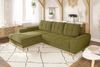Ecksofa Scandi-Stil Schlafcouch Stauraum Ottomane LI Bouclé Chenille in Grün Bild 3