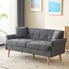 Kompakt Sofa mit 15 cm Sitzkissen & Massivholzfüßen, Chenille, 162x74x77 cm, Grau Bild 3