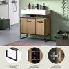 welltime Waschbeckenunterschrank LOCRI, Höhe 63 cm, 2 Türen, 2 Einlegeböden, mit Siphonausschnitt (1-St, industrial Look mit Rillenoptik & Metall Kufen) Badmöbel, Badschrank, Badkommode, Kommode, Schrank, Bad, Badezimmer Bild 3