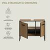 welltime Waschbeckenunterschrank LOCRI, Höhe 63 cm, 2 Türen, 2 Einlegeböden, mit Siphonausschnitt (1-St, industrial Look mit Rillenoptik & Metall Kufen) Badmöbel, Badschrank, Badkommode, Kommode, Schrank, Bad, Badezimmer Bild 4