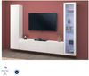 Dmora Ausgestattete Wand Felicina, 3-türiges TV-Ständer-Wohnzimmerset, Mehrzweck-Wohnzimmermöbel mit Vitrine und LED-Licht, 100 % Made in Italy, 260 x 30 x 180 cm, glänzendes Weiß, Bild 4