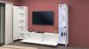 Dmora Ausgestattete Wand Felicina, 3-türiges TV-Ständer-Wohnzimmerset, Mehrzweck-Wohnzimmermöbel mit Vitrine und LED-Licht, 100 % Made in Italy, 260 x 30 x 180 cm, glänzendes Weiß, Bild 5