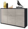 Vladon Sideboard Ben V3, Kommode mit 3 Türen und 2 Schubladen, Schwarz matt/Sandgrau Hochglanz (117 x 74 x 36 cm) Bild 4