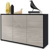 Vladon Sideboard Ben V3, Kommode mit 3 Türen und 2 Schubladen, Schwarz matt/Sandgrau Hochglanz (117 x 74 x 36 cm) Bild 5