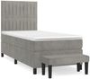 Boxspringbett mit Matratze und Bettbank, Linien vertikal, Hellgrau 100x200 cm Samt Bild 2