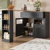 Bartisch, Ausziehbarer Hochtisch mit Stauraum 360° drehbar moderner Bar Table mit Regalen, MDF+Metall, Schwarz, 138-204x39x104cm Bild 5