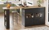 Bartisch, Ausziehbarer Hochtisch mit Stauraum 360° drehbar moderner Bar Table mit Regalen, MDF+Metall, Schwarz, 138-204x39x104cm Bild 2