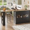 Bartisch, Ausziehbarer Hochtisch mit Stauraum 360° drehbar moderner Bar Table mit Regalen, MDF+Metall, Schwarz, 138-204x39x104cm Bild 4