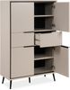 Finori Arona 53A Highboard, sand / schwarz | Highboard für Wohnzimmer | Maß: B x H x T ca. 90 x 140 x 38 cm | Highboard mit 4 Türen und 2 Schubkästen Bild 4