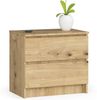 Home Collective Kommode 60 cm breit Holz Highboard Sideboard für Flur Schlafzimmer Wohnzimmer (Kommode Schlafzimmer Kommode mit Schubladen Holz Schrank), Kinderzimmer Organizer, 55 cm hoch mit 2 Schubladen Artisan Eiche Bild 5