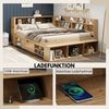 SeedWave Holzbett Tagesbett mit USB- / Kabelloser-Ladefunktion, Nachttisch, 90/140×200cm, Stauraumbett mit 1× Rollenschublade, Staufächern Bild 3