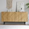Sideboard 160 x 40 x 78 cm aus Spanplatte in Natur mit 4 Türen, Metall-Details und verstellbaren Einlegeböden Bild 2