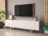TV-Lowboard Litarez 180 01, Farbe: Weiß / Weiß Hochglanz Bild 2