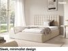 MEBLINI Polsterbett 140x200 mit Lattenrost ohne Matratze – BALEARO – Beige Samt – Doppelbett mit Bettkasten - Stauraumbett - Kopfteil Bett mit Stauraum Bild 3