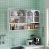 Celya Wandhängeschrank 120 cm vier Türen Glas Wandschrank Aufbewahrung, Wandmontage, geeignet für Küche, Wohnzimmer, Badezimmer, Weiß Bild 3