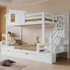 Etagenbett mit 2 Liegeflächen und Lattenrost, 90x200cm/120x200cm, Kinderbett mit Treppe und Rausfallschutz, Jugendbett, Kiefer Bild 3