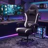SONGMICS Gaming Stuhl, Ergonomischer PC Stuhl aus Polyester mit Fußstütze und 135° Neigung, 70 x 70 x (120-130) cm, Schwarz Bild 3