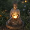 2er Set LED Solarleuchte, Buddha, Steinoptik, H 28 cm Bild 3