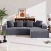 Ecksofa Cord mit Chaiselongue & modularer Form, 261 x 146 x 65 cm, Grau Bild 2