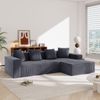 Ecksofa Cord mit Chaiselongue & modularer Form, 261 x 146 x 65 cm, Grau Bild 3