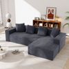 Ecksofa Cord mit Chaiselongue & modularer Form, 261 x 146 x 65 cm, Grau Bild 5